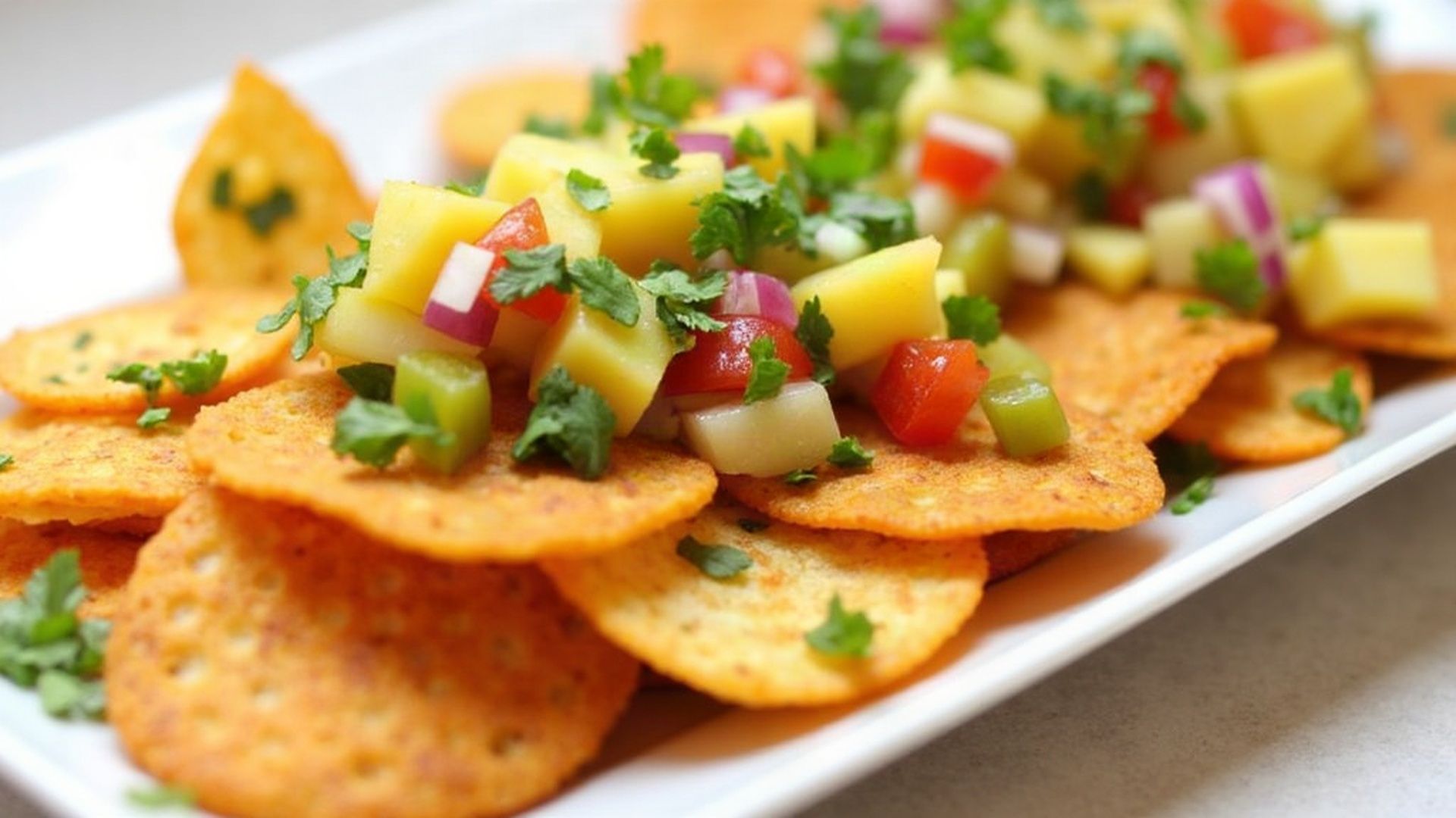 Preview of Air-Fried Plantain Chips + Mango-Lime Salsa.