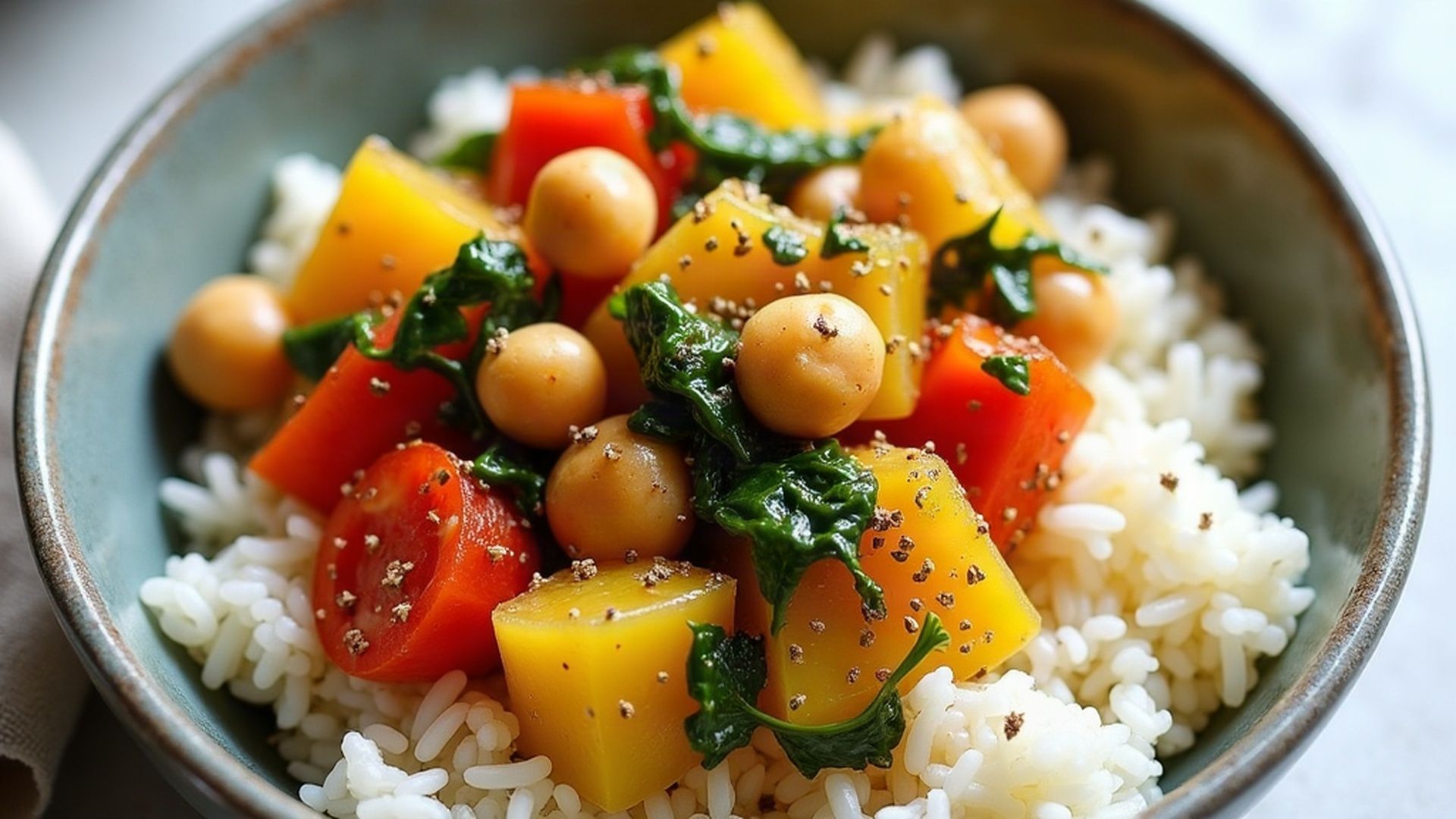 Preview of Coconut Chickpea Curry + Jasmine Rice