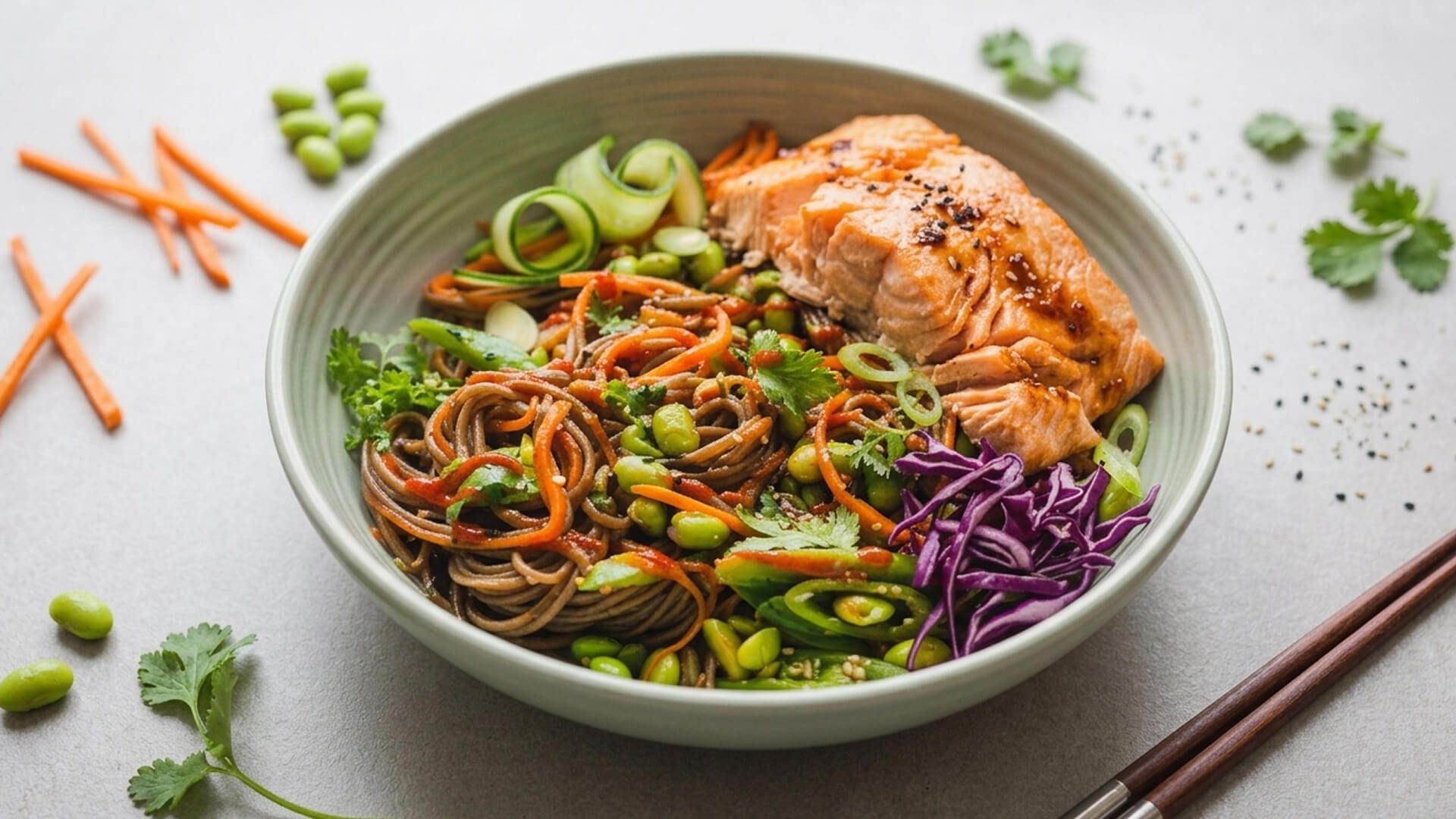 Preview of Cold Sesame Salmon Soba Noodle Bowl
