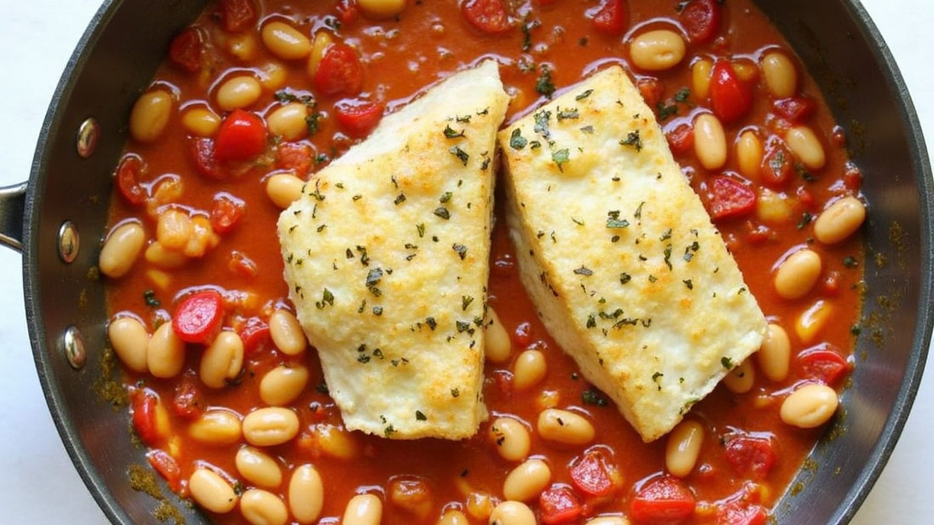 Preview of Garlic-Herb Cod + White Bean Tomato Skillet