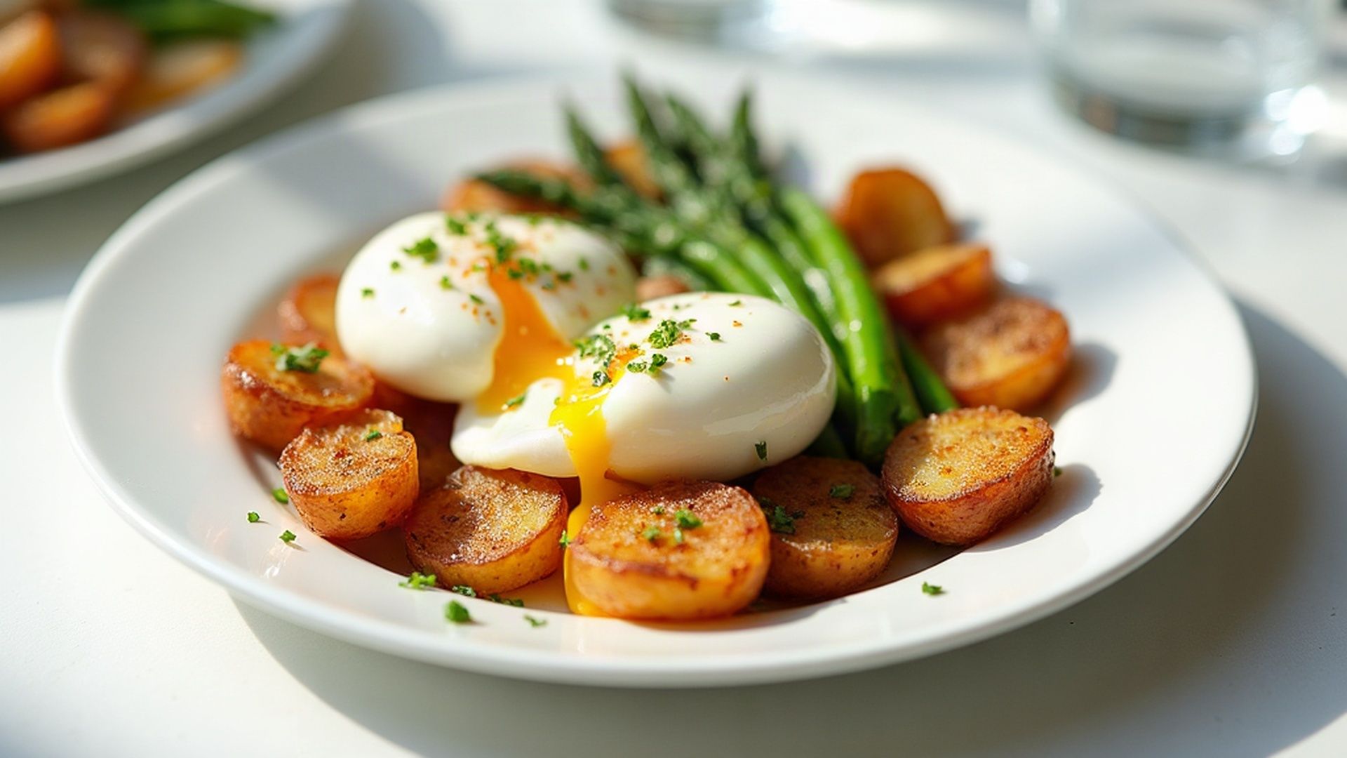 Preview of Poached Eggs + Crispy Potatoes & Asparagus