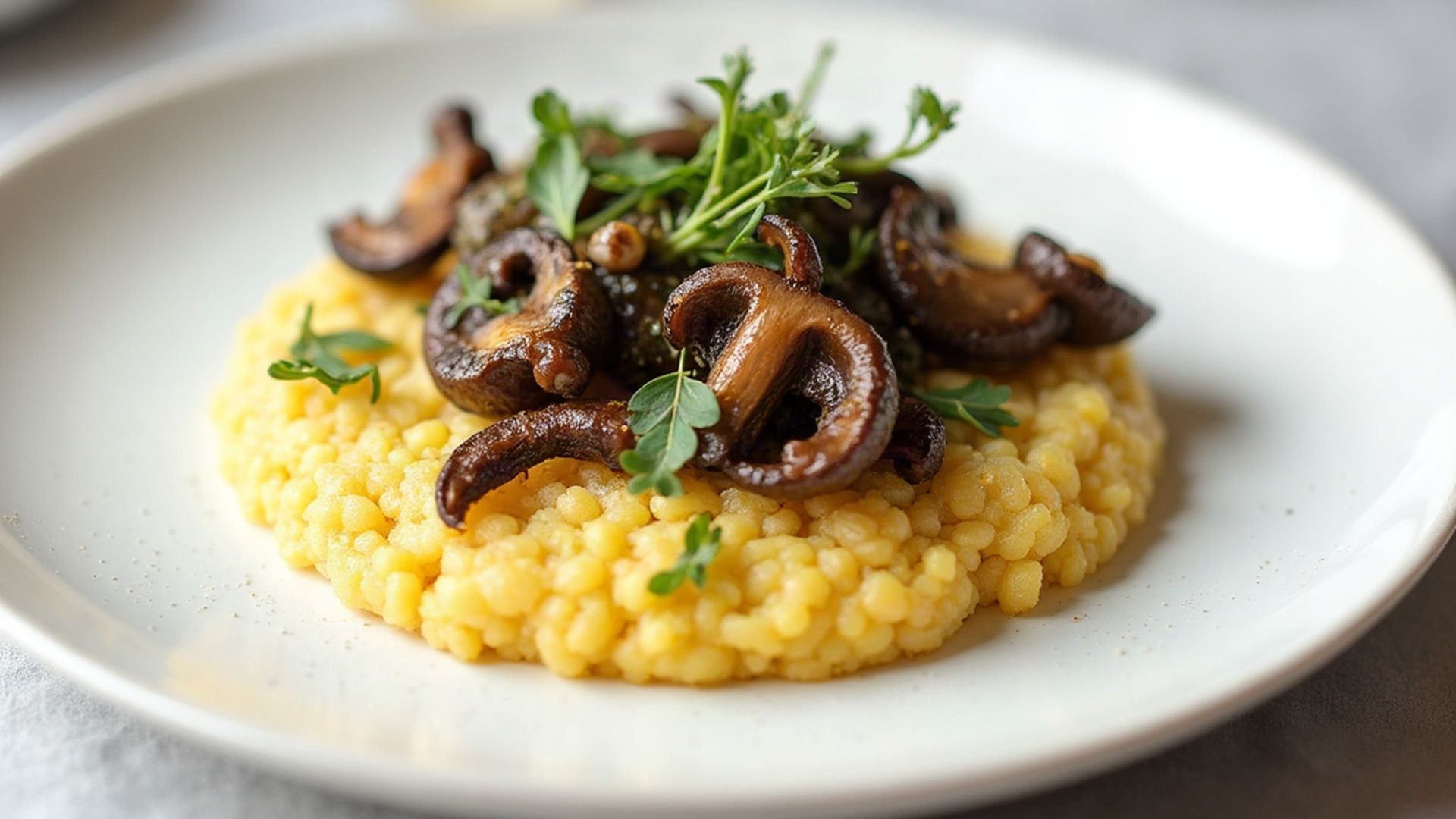 Preview of Wild Mushroom Polenta + Walnut Herb Gremolata